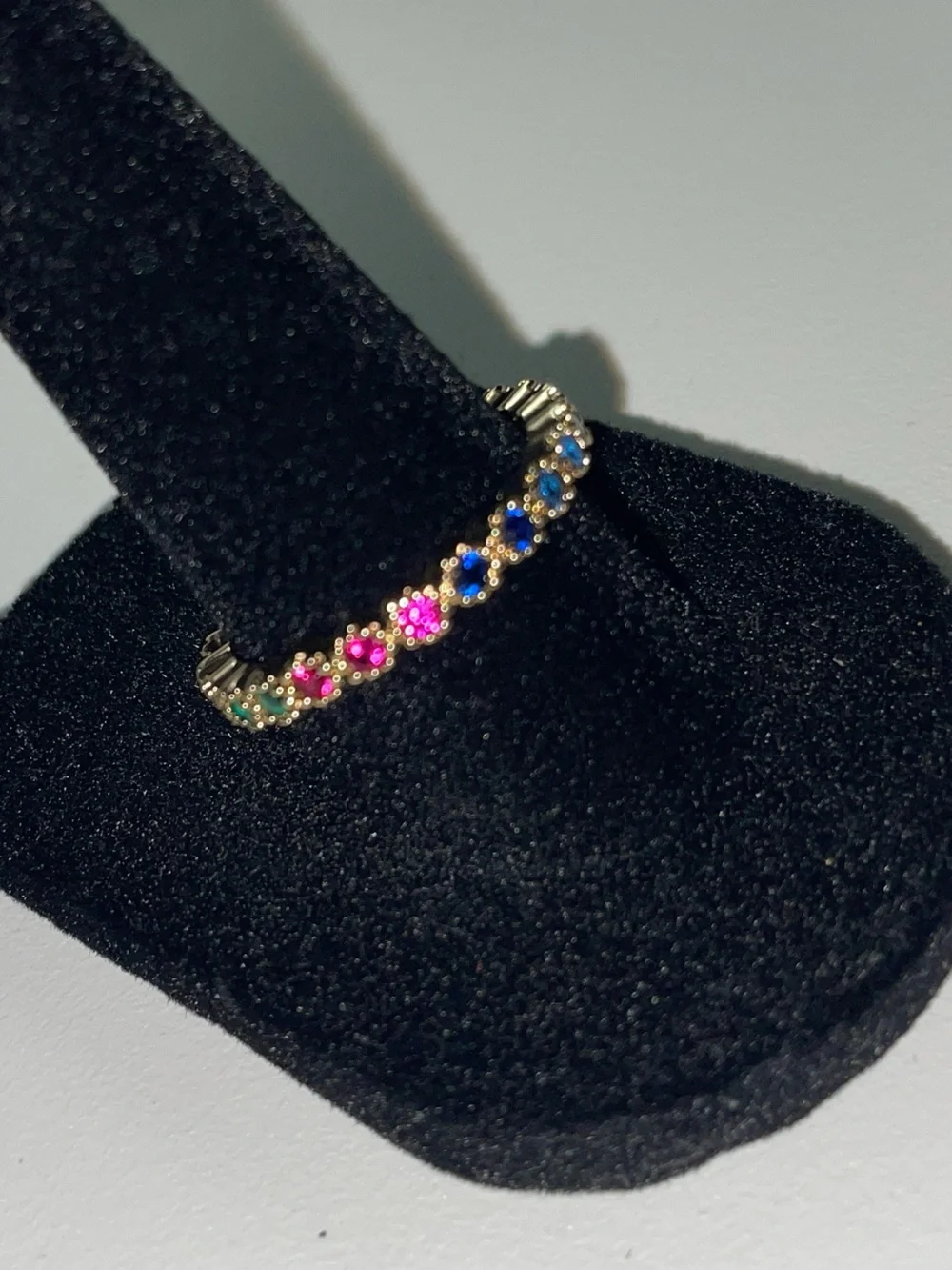 Gold Multicolor Gemstone Eternity Ring NEW